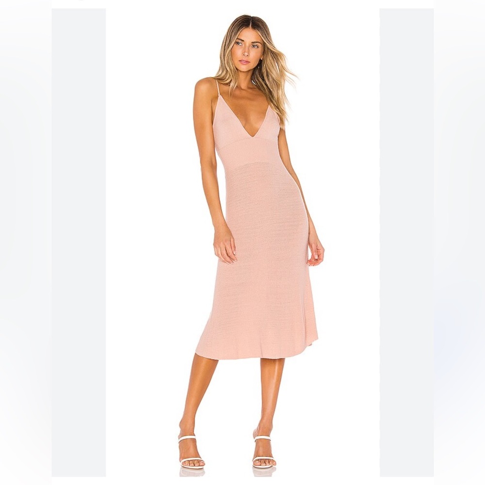 L’Academie Knit Midi Dress NWT Blush Pink Sleeveless Minimal Chic Size S